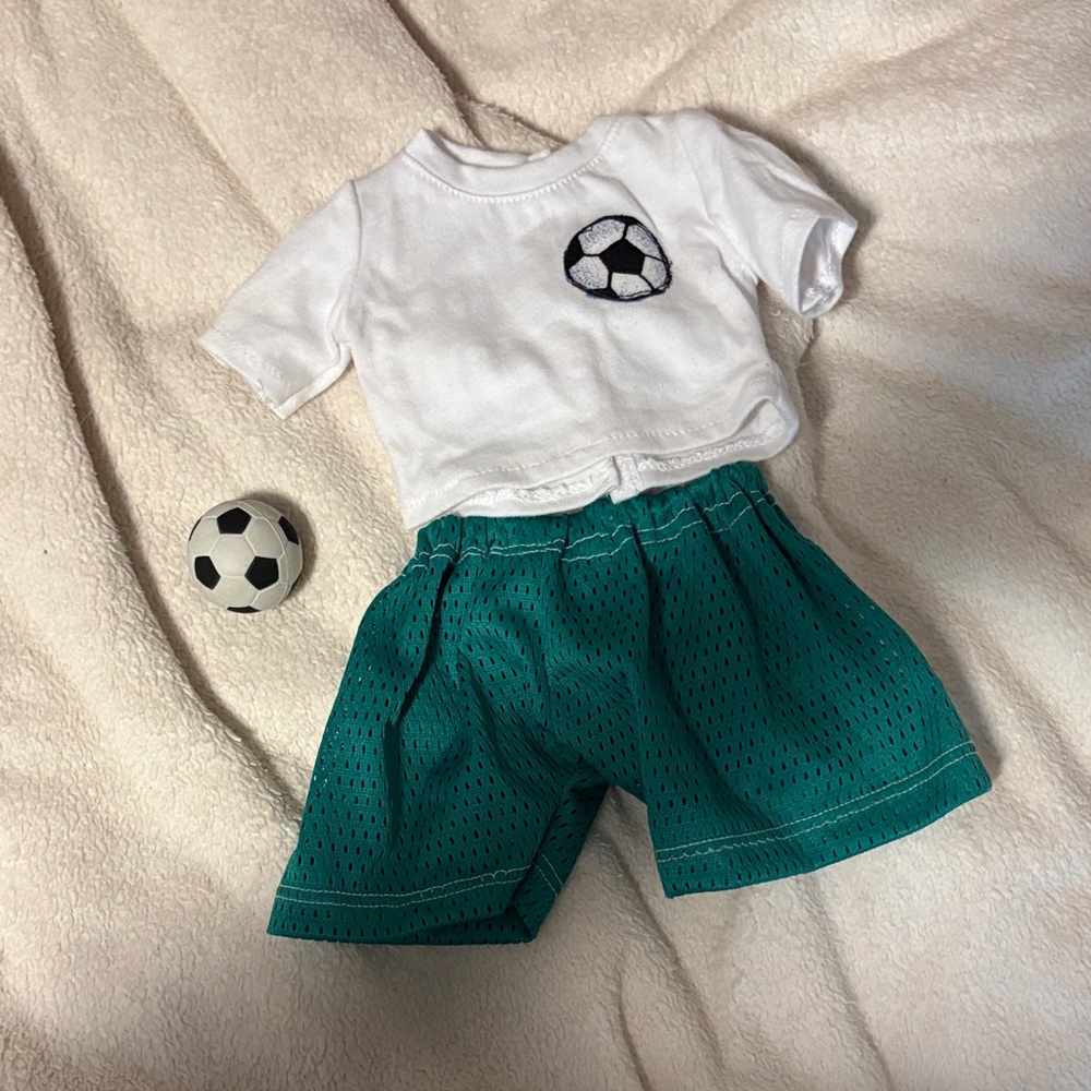 American girl soccer outfit with ball
